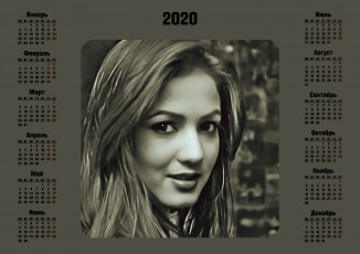 Картинка календари компьютерный+дизайн calendar 2020 взгляд лицо девушка