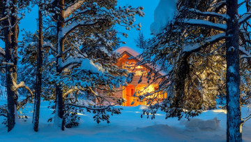 Картинка города -+здания +дома снег зима мороз дом сугробы деревья