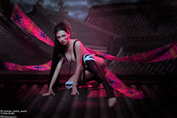 Картинка девушки kurumirori образ костюм ленты крыши