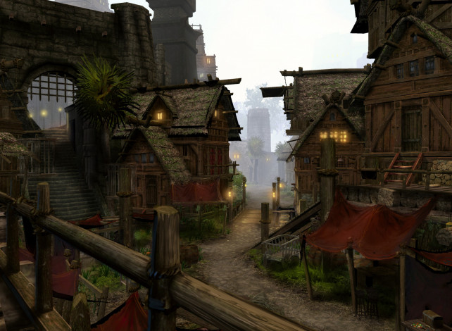 Обои картинки фото видео игры, age of conan,  hyborian adventures, город, поселение, дома