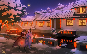 Картинка аниме mo+dao+zu+shi вэй усянь лань ванцзи улица снег