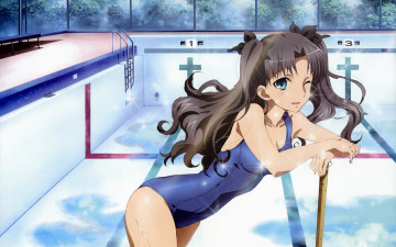 Картинка аниме fate stay night бассейн купальник плавание