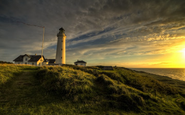 Картинка природа маяки маяк закат море