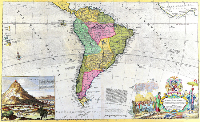 Обои картинки фото разное, глобусы, карты, гравюры, старинный, южная, америка, карта