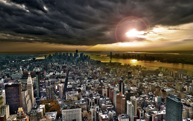 Обои картинки фото города, нью, йорк, сша, небоскребы, manhatten, нью-йорк, небо, тучи