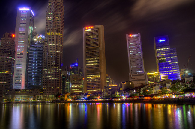 Обои картинки фото города, сингапур, ночь, здания