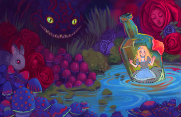 Картинка фэнтези красавицы+и+чудовища существо розы бутылка грибы дюймовочка