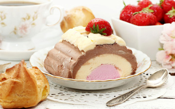 Картинка еда мороженое +десерты клубничное шоколадное клубника