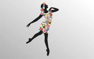 Картинка векторная+графика девушки танец цветы грация силуэт девушка балерина