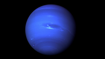 обоя космос, нептун, голубая, планета, на, черном, фоне