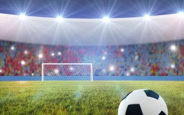 Картинка спорт футбол огни игра стадион ворота поле мяч