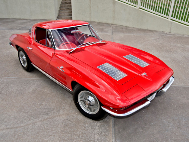 Обои картинки фото corvette sting ray z06 1963, автомобили, corvette, red, 1963, z06, sting, ray
