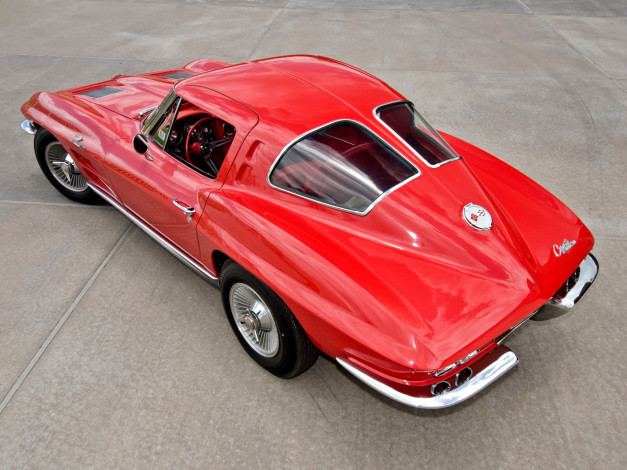 Обои картинки фото corvette sting ray z06 1963, автомобили, corvette, 1963, z06, sting, ray, red