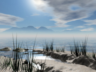Картинка 3д графика nature landscape природа горы песок