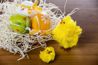 Картинка праздничные пасха цыплята солома яйца