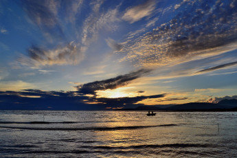 Картинка природа восходы закаты небо лодка море закат