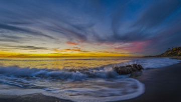 Картинка природа моря океаны monarch beach dana point california pacific ocean дана-пойнт калифорния тихий океан побережье пляж закат