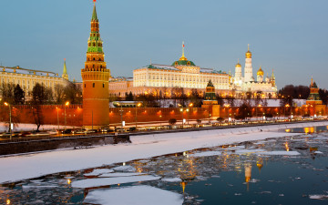 Картинка города москва+ россия moscow russia kremlin city москва кремль река зима лед