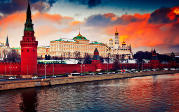 Картинка города москва+ россия moscow russia kremlin city москва кремль река