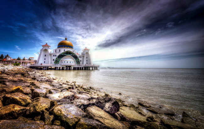 Обои картинки фото selat mosque melaka, города, - мечети,  медресе, мечеть