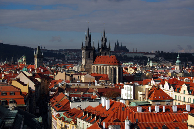 Обои картинки фото города, прага , Чехия, крыши, панорама