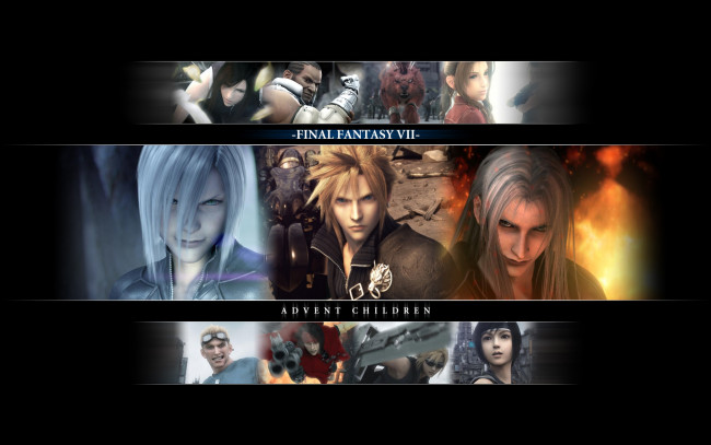 Обои картинки фото видео игры, final fantasy vii,  advent children, vincent, aerith, kadaj, sephiroth, cloud, valentaine, redxii, cid, меч, tifa, lockhart, barret, yuffie