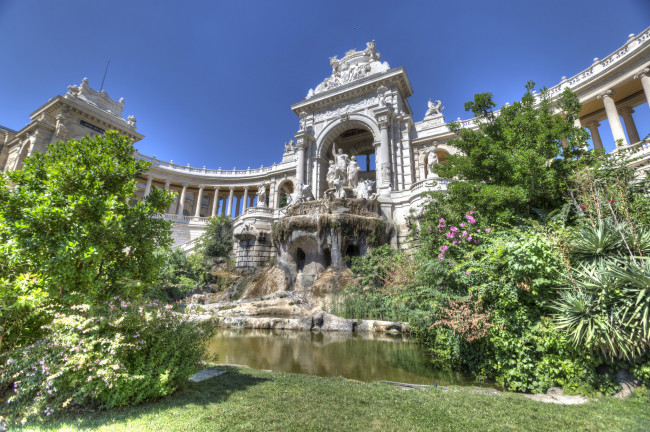 Обои картинки фото palais longchamps,  marseille, города, - дворцы,  замки,  крепости, парк, дворец