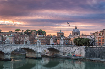 Картинка roma города рим +ватикан+ италия мост река