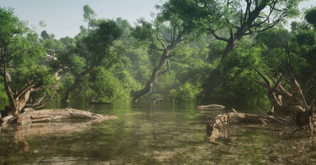 Обои картинки фото 3д графика, природа , nature, лес, река