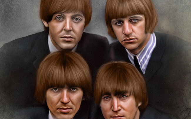Обои картинки фото рисованное, люди, основанная, в, 1960, г, ританская, рок-группа, из, ливерпуля, beatles
