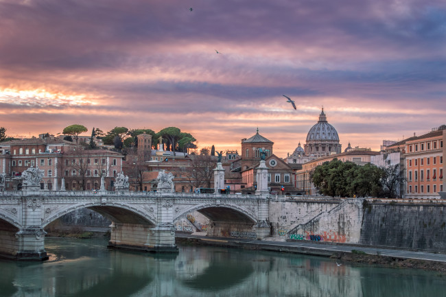 Обои картинки фото roma, города, рим,  ватикан , италия, мост, река