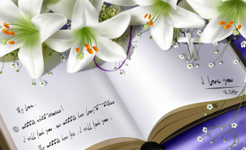 Картинка рисованное цветы лилии крест книга
