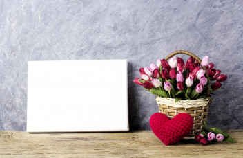 Картинка разное ремесла +поделки +рукоделие цветы корзина сердечки полотно