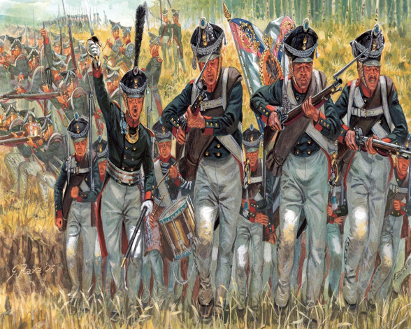 Обои картинки фото napoleonic, wars, russian, infantry, рисованные, армия