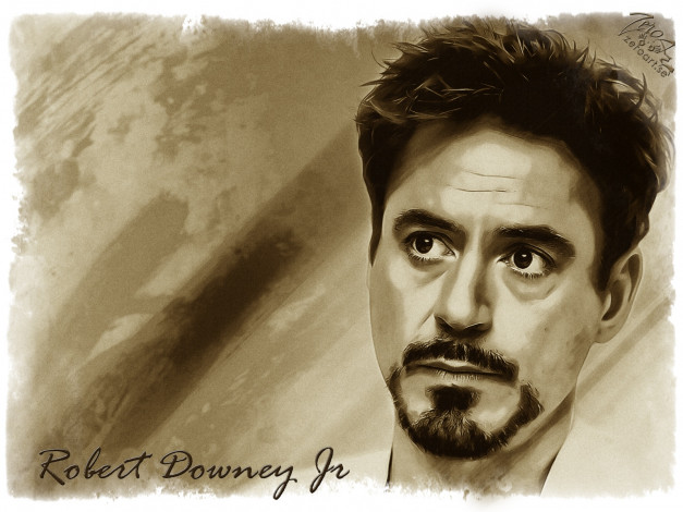 Обои картинки фото robert, downey, jr, рисованные, люди