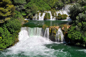 Картинка природа водопады каскад поток вода течение