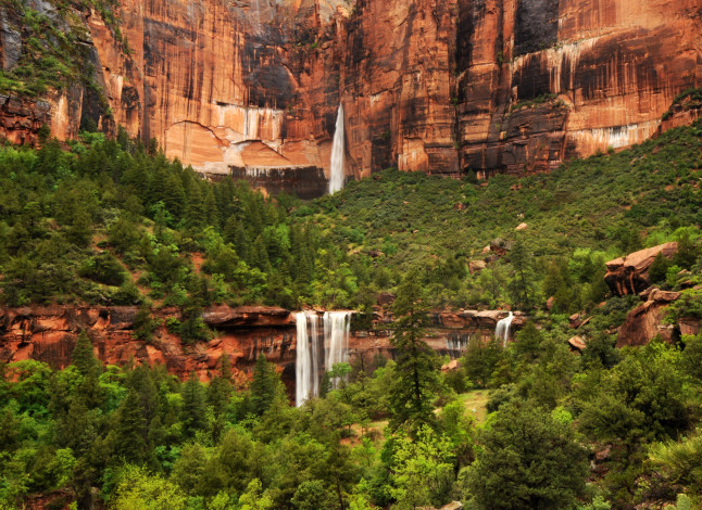 Обои картинки фото природа, водопады, поток, течение, вода, горы