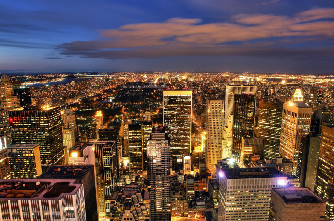 Обои картинки фото города, нью, йорк, сша, огни, ночь, здания, небоскрёбы
