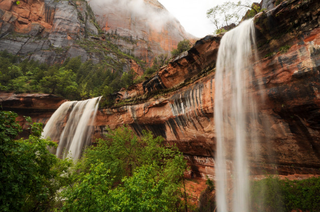 Обои картинки фото природа, водопады, поток, течение, вода, горы