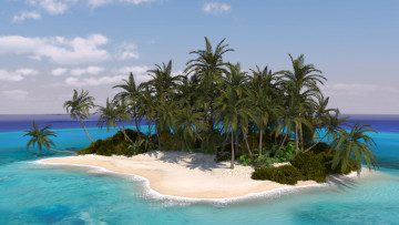 Картинка 3д графика nature landscape природа остров пальмы вода