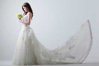 Картинка девушки -unsort+ азиатки невеста диадема платье букет