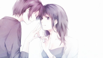 Картинка аниме *unknown+ другое девушка парень руки пара белый фон любовь
