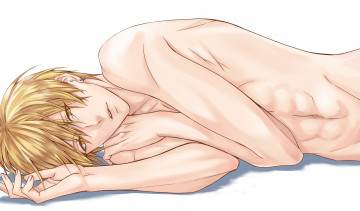 Картинка аниме kuroko+no+baske блондин взгляд арт сексуальный лежит обнажён парень