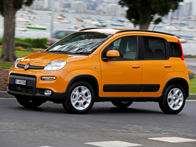 Обои картинки фото автомобили, fiat, panda, trekking, au-spec, 319, 2013, желтый