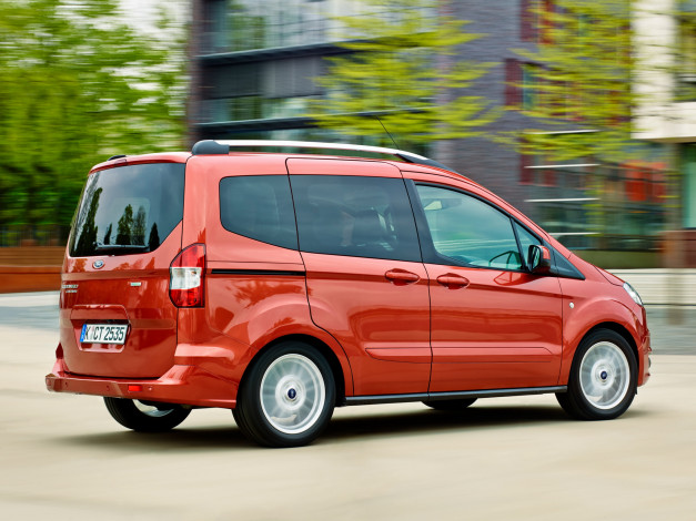 Обои картинки фото автомобили, ford, красный, tourneo, courier, '2014г