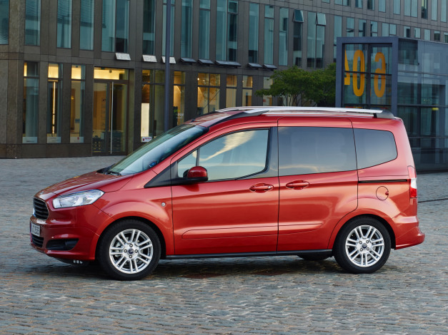 Обои картинки фото автомобили, ford, красный, tourneo, courier, '2014г