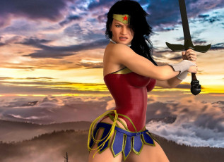 Картинка 3д+графика фантазия+ fantasy супермен меч фон взгляд девушка