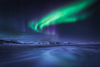 Картинка природа северное+сияние северное сияние зима ночь север