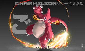 Картинка аниме pokemon огонь дракон charmeleon монстр
