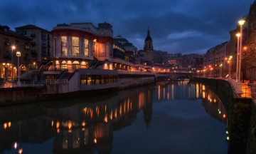 Картинка города -+огни+ночного+города река дома
